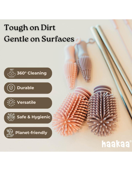 Kit de Cepillos de Limpieza de Silicona Haakaa - 3 Unidades