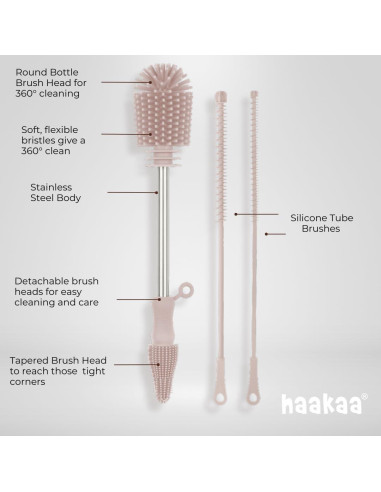 Kit de Cepillos de Limpieza de Silicona Haakaa - 3 Unidades