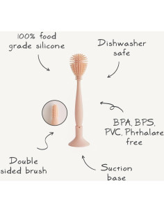 Cepillo de Biberón Mushie Doble Cara Silicona Suave Arena 2