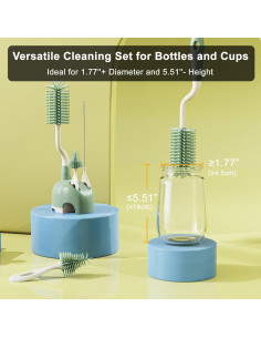 Juego de Cepillos de Botellas de Silicona ePiiChua 3 en 1 Verde 2