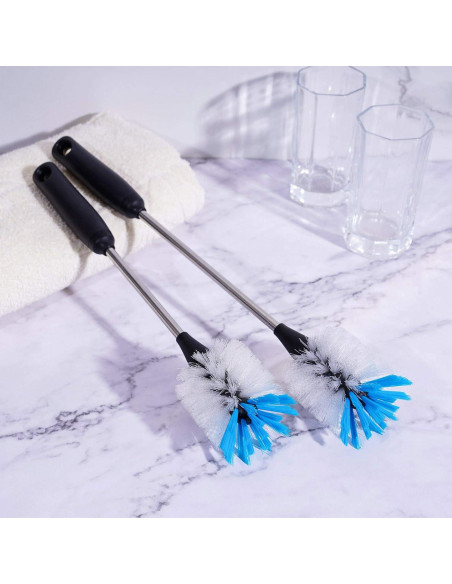 Cepillo de Botellas MOSOLAN 38 cm Paquete de 2 Acero Inoxidable