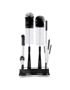 ALINK Juego de 8 Cepillos de Botellas con Soporte Negro