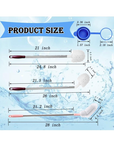 Cepillo para Botellas Musibo - Paquete de 3, Mango Largo, Nylon