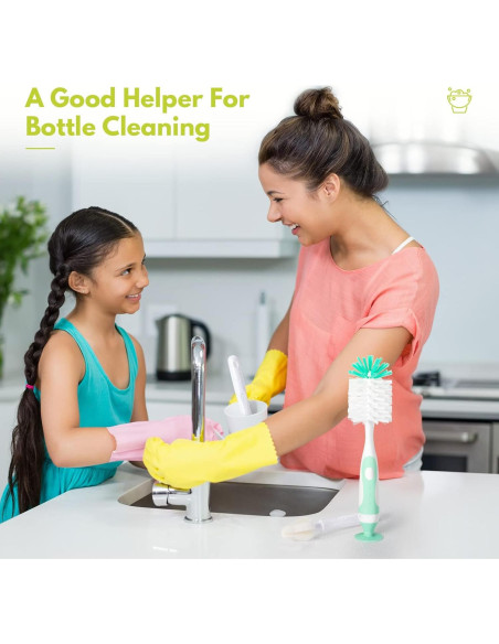 Juego de cepillos para biberones CAREBABYMORE 5 piezas Verde