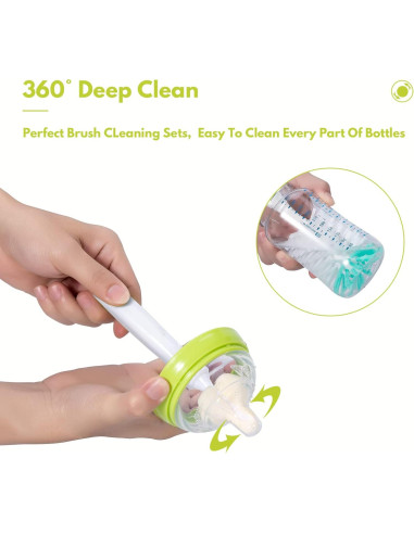 Juego de cepillos para biberones CAREBABYMORE 5 piezas Verde