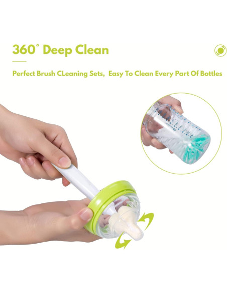 Juego de cepillos para biberones CAREBABYMORE 5 piezas Verde