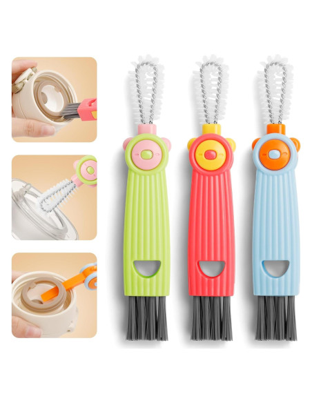 Juego de Cepillos de Limpieza INDEMO 3 en 1 para Botellas y Tazas