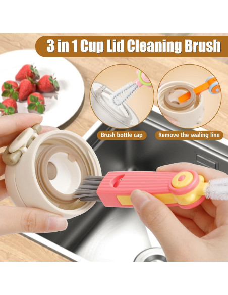 Juego de Cepillos de Limpieza INDEMO 3 en 1 para Botellas y Tazas