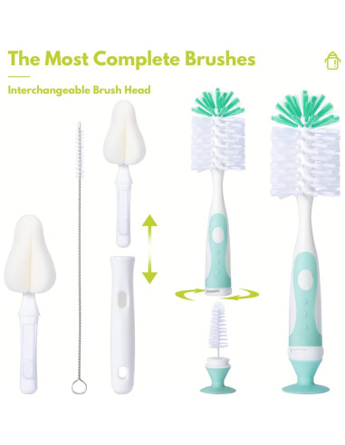 Juego de cepillos para biberones CAREBABYMORE 5 piezas Verde