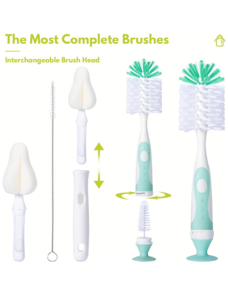 Juego de cepillos para biberones CAREBABYMORE 5 piezas Verde