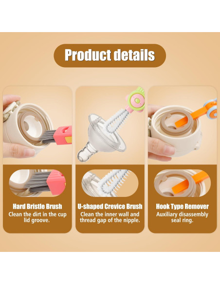 Juego de Cepillos de Limpieza INDEMO 3 en 1 para Botellas y Tazas