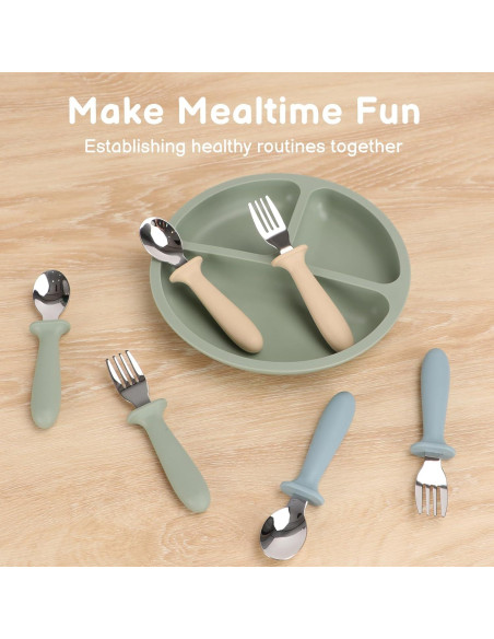 Set de Cubiertos para Niños Eascrozn 6 Piezas Acero Inoxidable