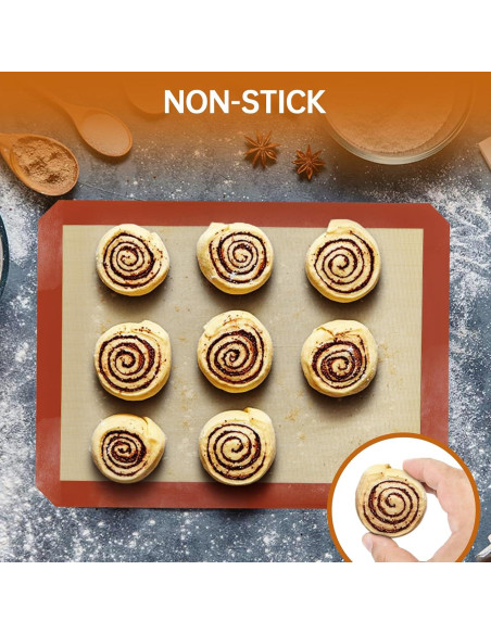 Alfombrilla de Silicona para Hornear WIBIMEN 2 Paquete Rojo 39.9x29.9cm