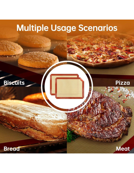 Alfombrilla de Silicona para Hornear WIBIMEN 2 Paquete Rojo 39.9x29.9cm