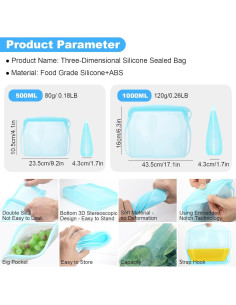 Bolsas de Almacenamiento de Silicona Cljlixcy 2 PCS Verde 2