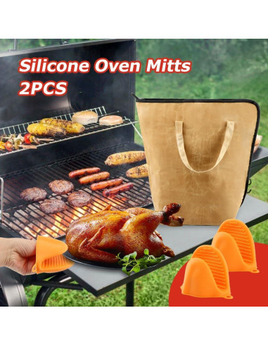 Manta BBQ LOQJSS con manoplas y pinzas, 46x25x20cm