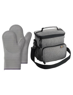 Juego de 2 Manoplas de Horno Silicona Gorilla Grip 32cm y Bolsa Almuerzo 8L