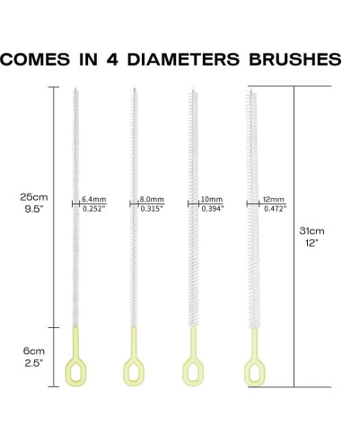Set de 4 Cepillos Limpiadores para Popotes BRUSH FAMILY 30.48 cm