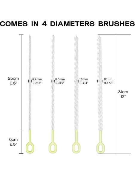 Set de 4 Cepillos Limpiadores para Popotes BRUSH FAMILY 30.48 cm