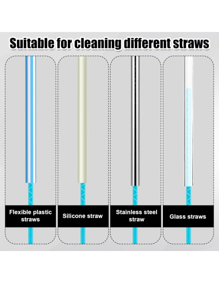 2 Cepillos Limpiadores de Pajitas de Silicona PEUTIER 24cm