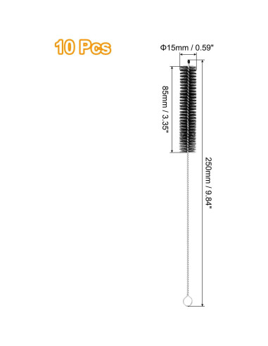 10 Cepillos de Limpieza para Pajitas uxcell - Acero Inoxidable
