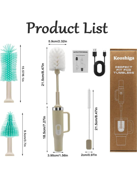 Limpiador Eléctrico de Botellas Keoshiga 4 en 1 Recargable