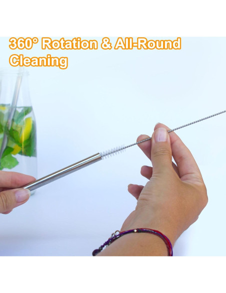 10 Cepillos de Limpieza para Pajitas uxcell - Acero Inoxidable