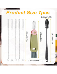 Juego de 7 cepillos de limpieza PEUTIER para tazas y pajitas 2