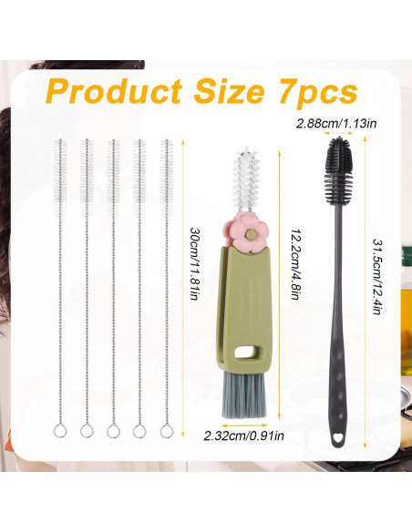 Juego de 7 cepillos de limpieza PEUTIER para tazas y pajitas