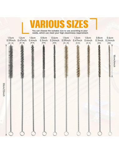 Cepillos de Tubo de Alambre Perthlin - 10 Piezas, 5 Tamaños