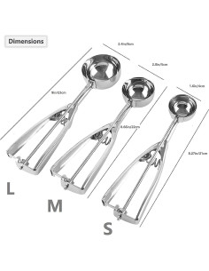 Set de 3 Cucharones de Helado YUANQIAN Acero Inoxidable 2