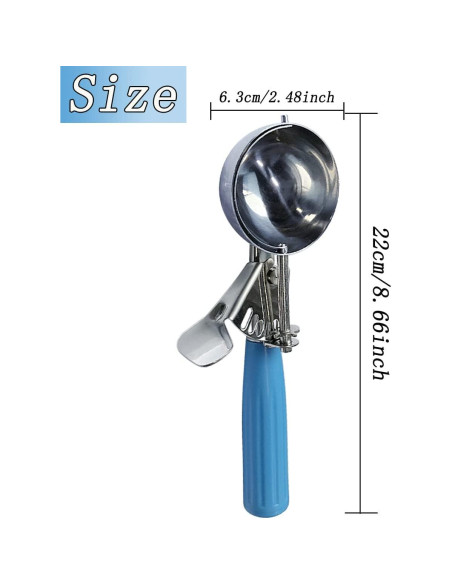 Cucharón de Acero Inoxidable 304 con Mango Ergonómico Azul 6.3 cm
