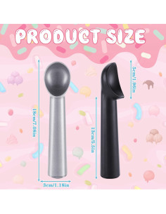 Cucharas de Helado Gejoy 8 Pcs Antiadherente 18 cm Negro y Plata 2