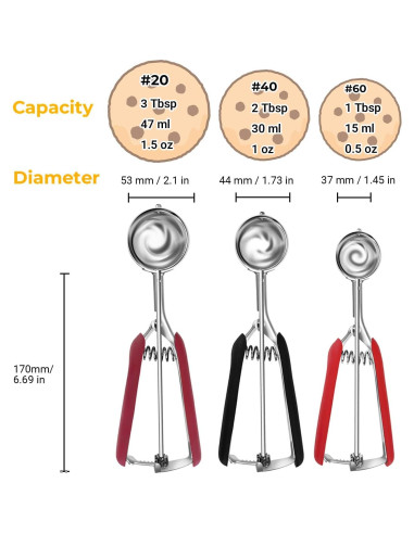 Juego de cucharas para galletas Amroicus 3 piezas acero inoxidable
