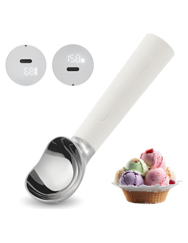 Cuchara de Helado Calentada Recargable IP67 - 70C - Blanca