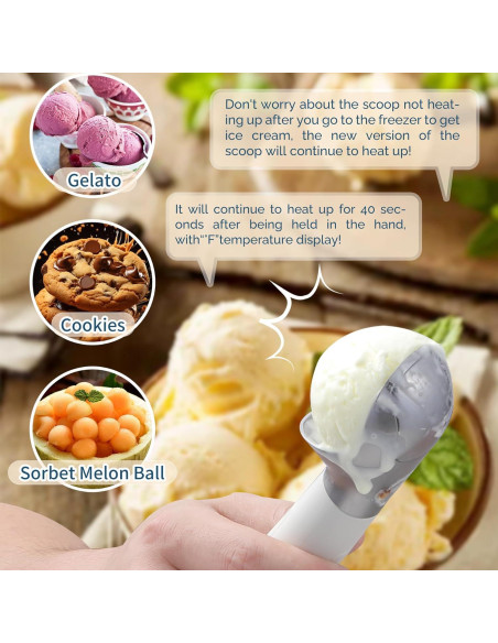 Cuchara de Helado Calentada Recargable IP67 - 70C - Blanca