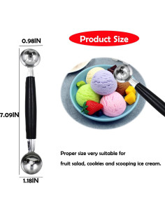 Juego de 2 cucharas de helado de acero inoxidable 18 cm 2