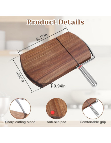 Cortador de Queso de Madera Qiuruoo 23.3 cm Acero Inoxidable