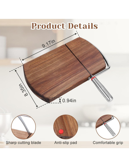 Cortador de Queso de Madera Qiuruoo 23.3 cm Acero Inoxidable
