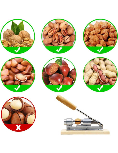 Cascanueces de Pecan Artcome con Base de Madera y 4 Picos