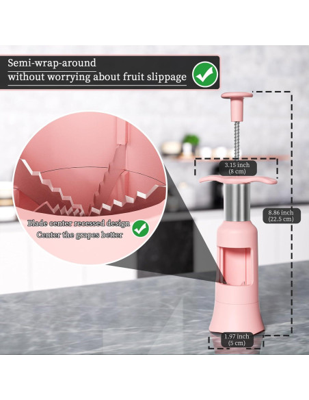 Cortador de Uvas PIUGERU Rosa para Niños - 30mm, 4 Piezas Cortador de Uvas PIUGERU Rosa para Niños - 30mm, 4 Piezas