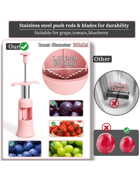 Cortador de Uvas PIUGERU Rosa para Niños - 30mm, 4 Piezas Cortador de Uvas PIUGERU Rosa para Niños - 30mm, 4 Piezas