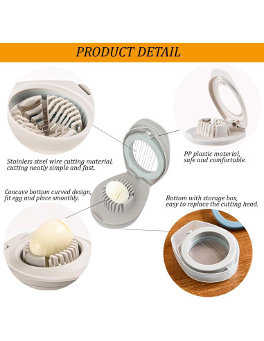 Cortador de Huevos 3 en 1 BEIGEMEI Acero Inoxidable Multifuncional
