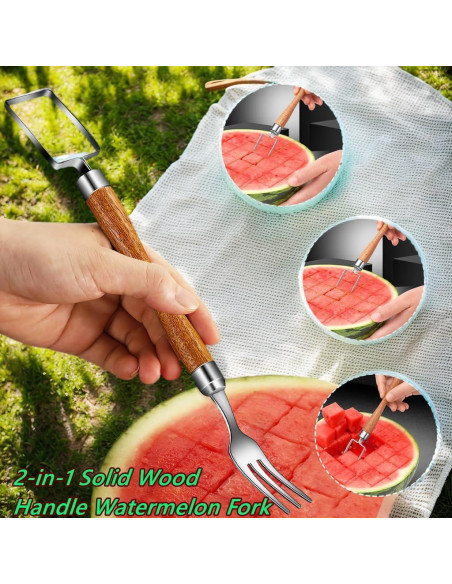 Cortador de Sandía 2 en 1 CVchancin Acero Inoxidable Madera Cortador de Sandía 2 en 1 CVchancin Acero Inoxidable Madera