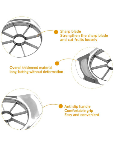 Cortador de Frutas GJV Rebanador de Manzana 8 Rebanadas Acero Inoxidable