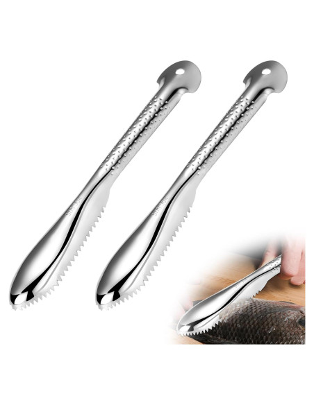 Removedor de Escamas de Pescado OneNine, Acero Inoxidable, 2 Piezas