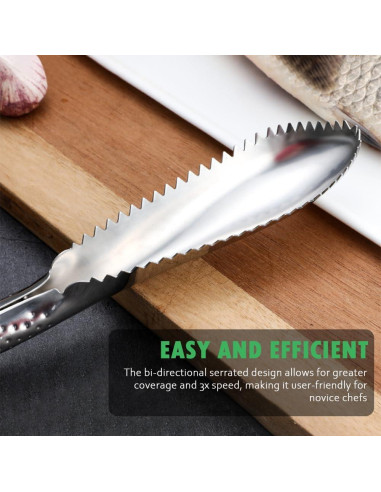 Removedor de Escamas de Pescado OneNine, Acero Inoxidable, 2 Piezas