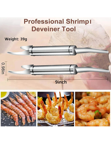 Cuchillo multifuncional 5 en 1 Melostu para desvenar camarones 23cm