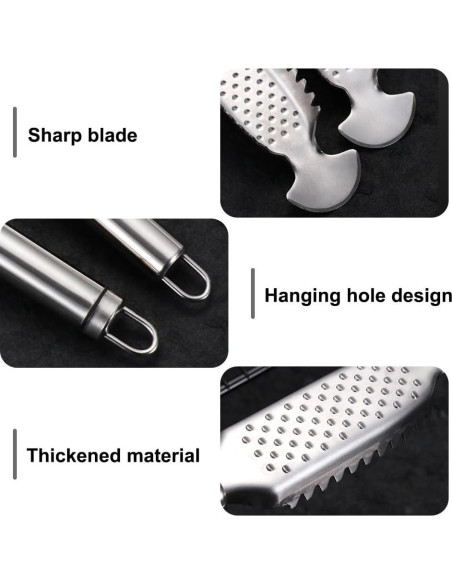 2 Herramientas Removedoras de Escamas de Pescado Acero Inoxidable