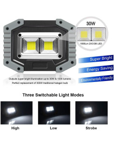 Luz de Trabajo LED FOSFIS 30W 1500 Lúmenes Recargable 2